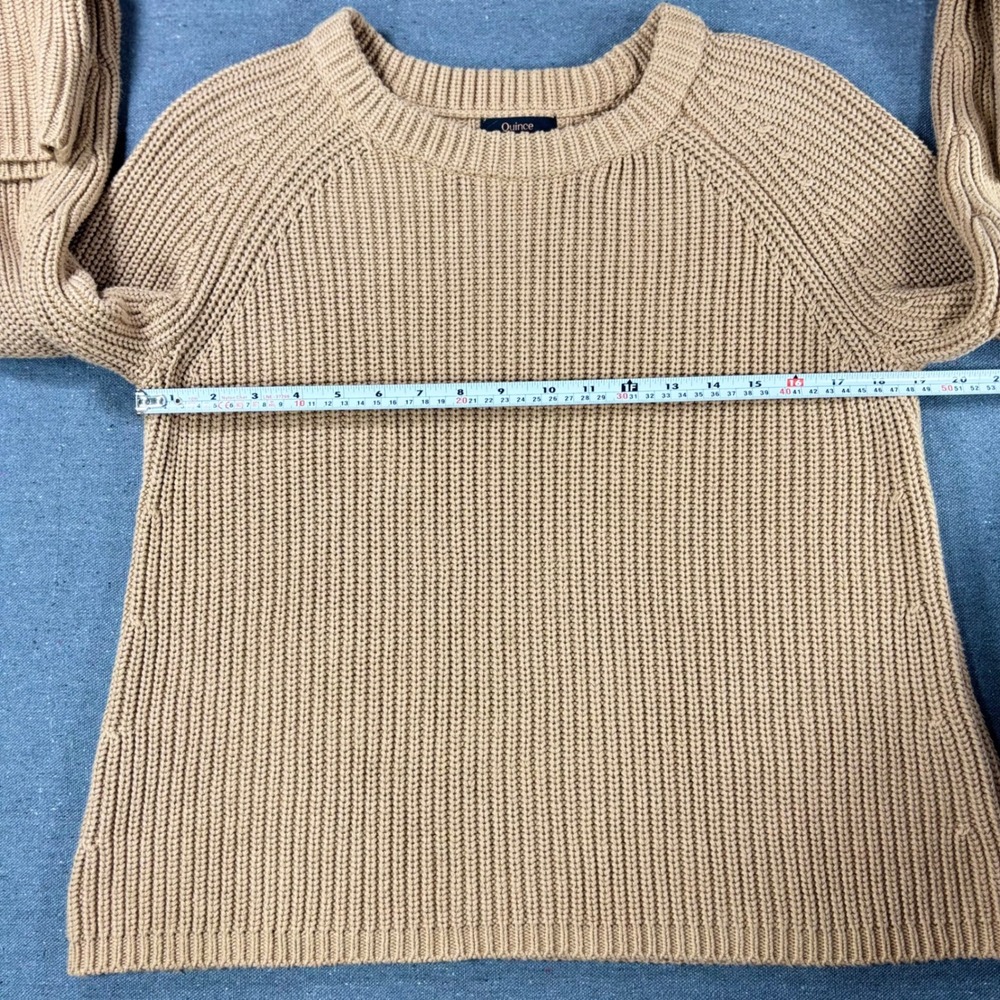Quince Sweater Womens Small Tan Raglan Sleeve Shaker Stitch Knit Crewneck - Picture 4 of 7